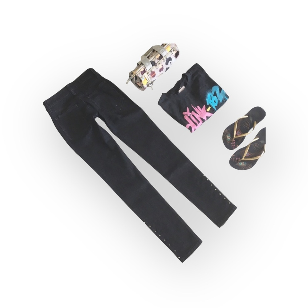 new LF Carmar ★ Stovepipe Studded Skinny Jean Jeans ★ Deep Dark Blue Denim ★ 24 - Picture 12 of 16